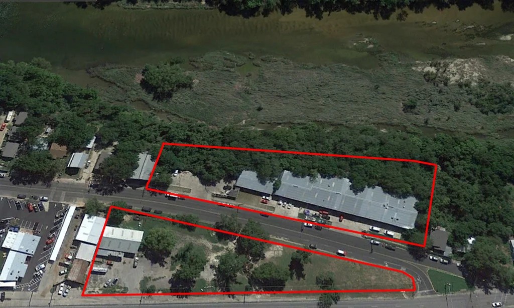 Aerial site view of 4701 Red Bluff Road, from the Rainey.Co portfolio